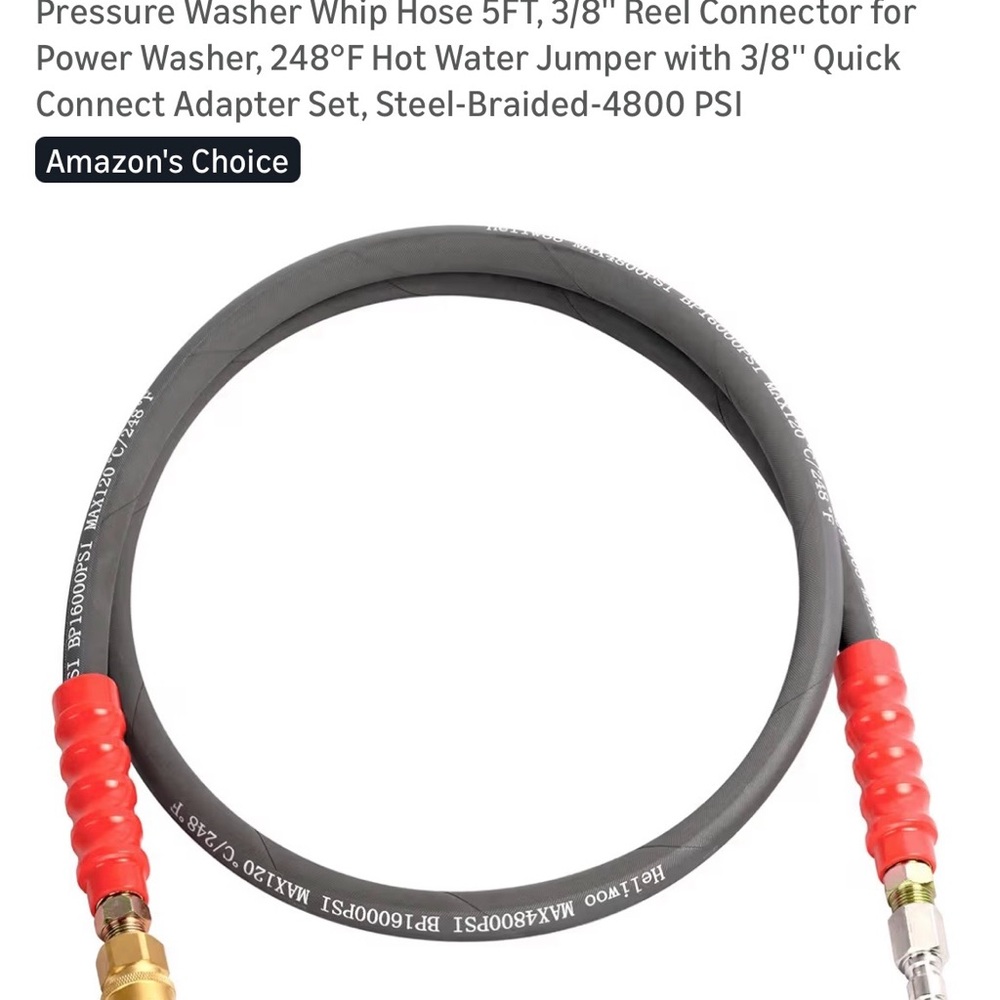 Pressure Washer Whip Hose 5FT with Connectors